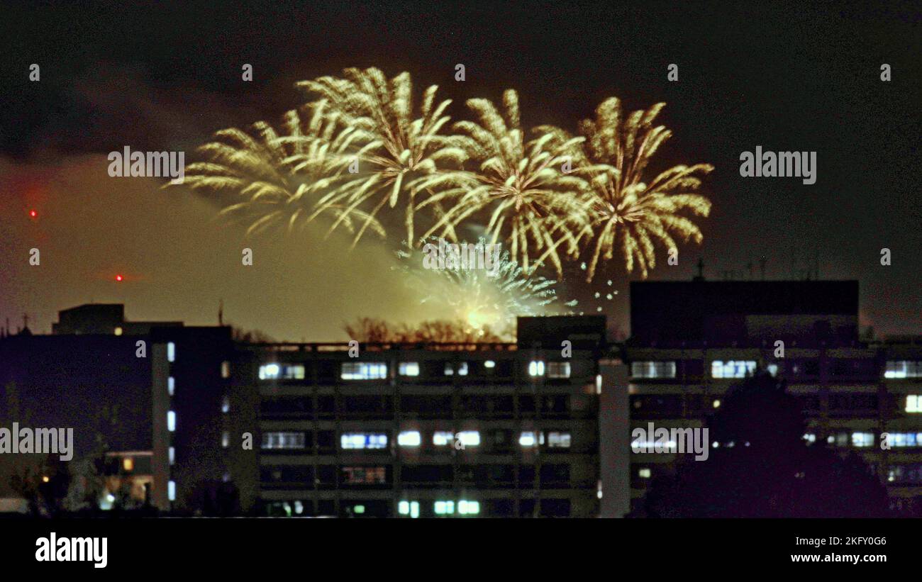 Glasgow, Scotland, UK 20th November, 2022. Christmas lights switch on fireworks in george square  were visible for miles outside the city and were pictured from seven mikes away over the Gartnaval hospital.. Credit Gerard Ferry/Alamy Live News Stock Photo