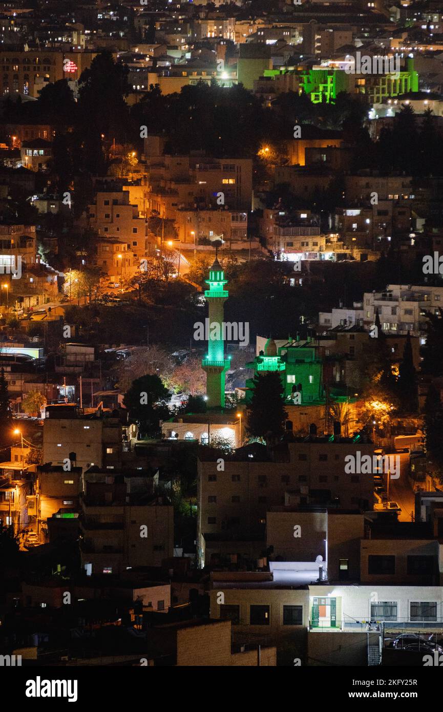 Jerusalem at night during Shabbat Stock Photo