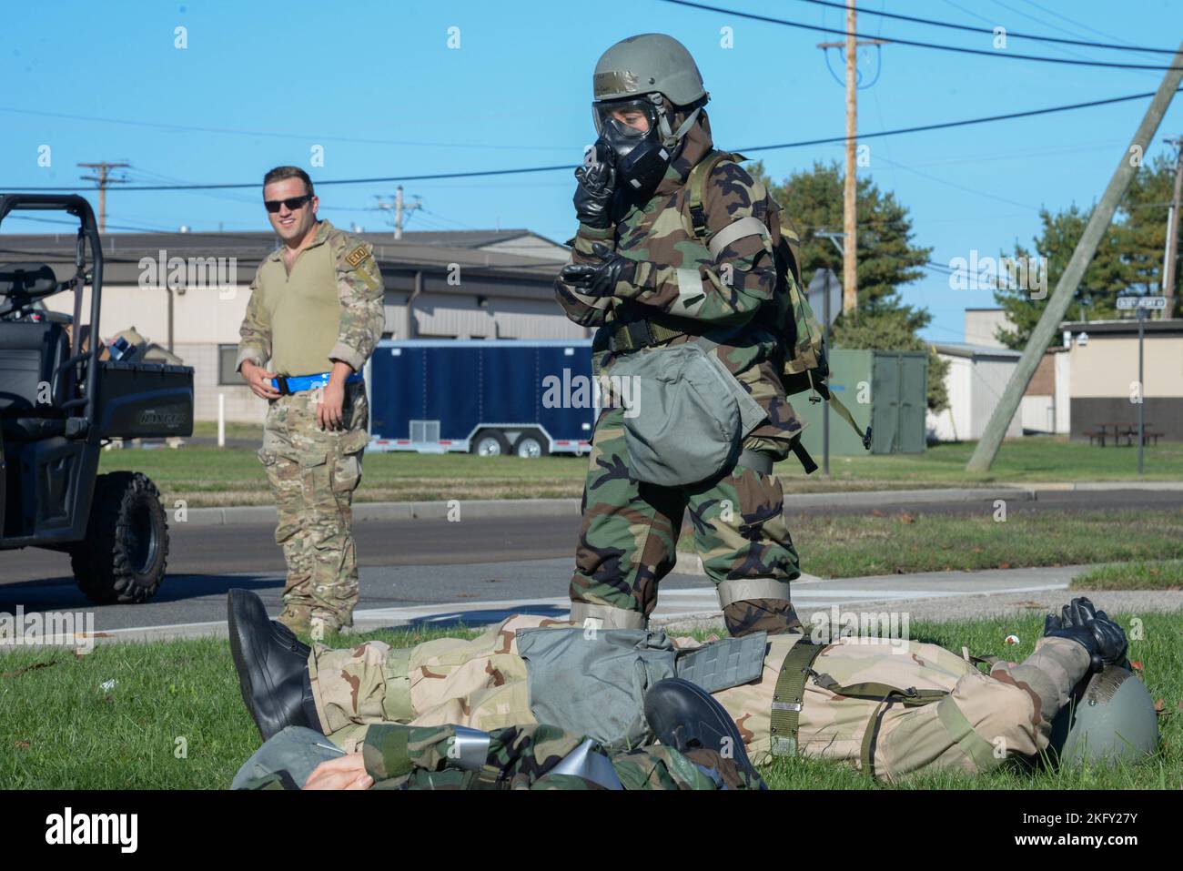 An exercise post attack reconnaissance team identifies and reports a