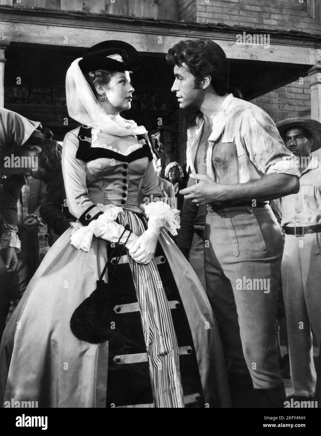 Arlene Dahl, Fernando Lamas, on-set of the Film, 'Sangaree', Paramount Pictures, 1953 Stock Photo
