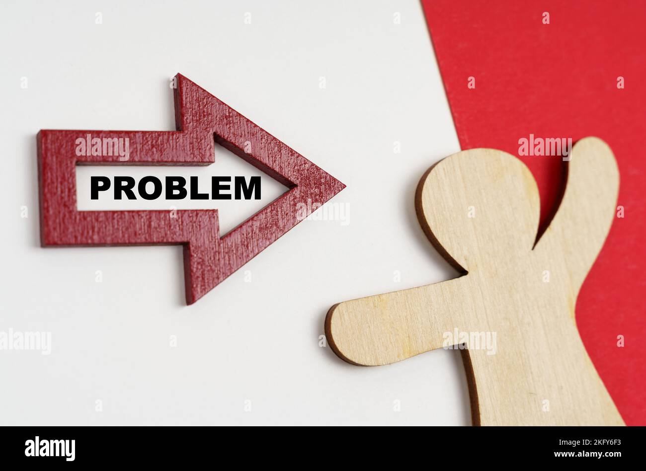 Business Problem Red Economy and business concept. On a red-white surface, a human figure ...