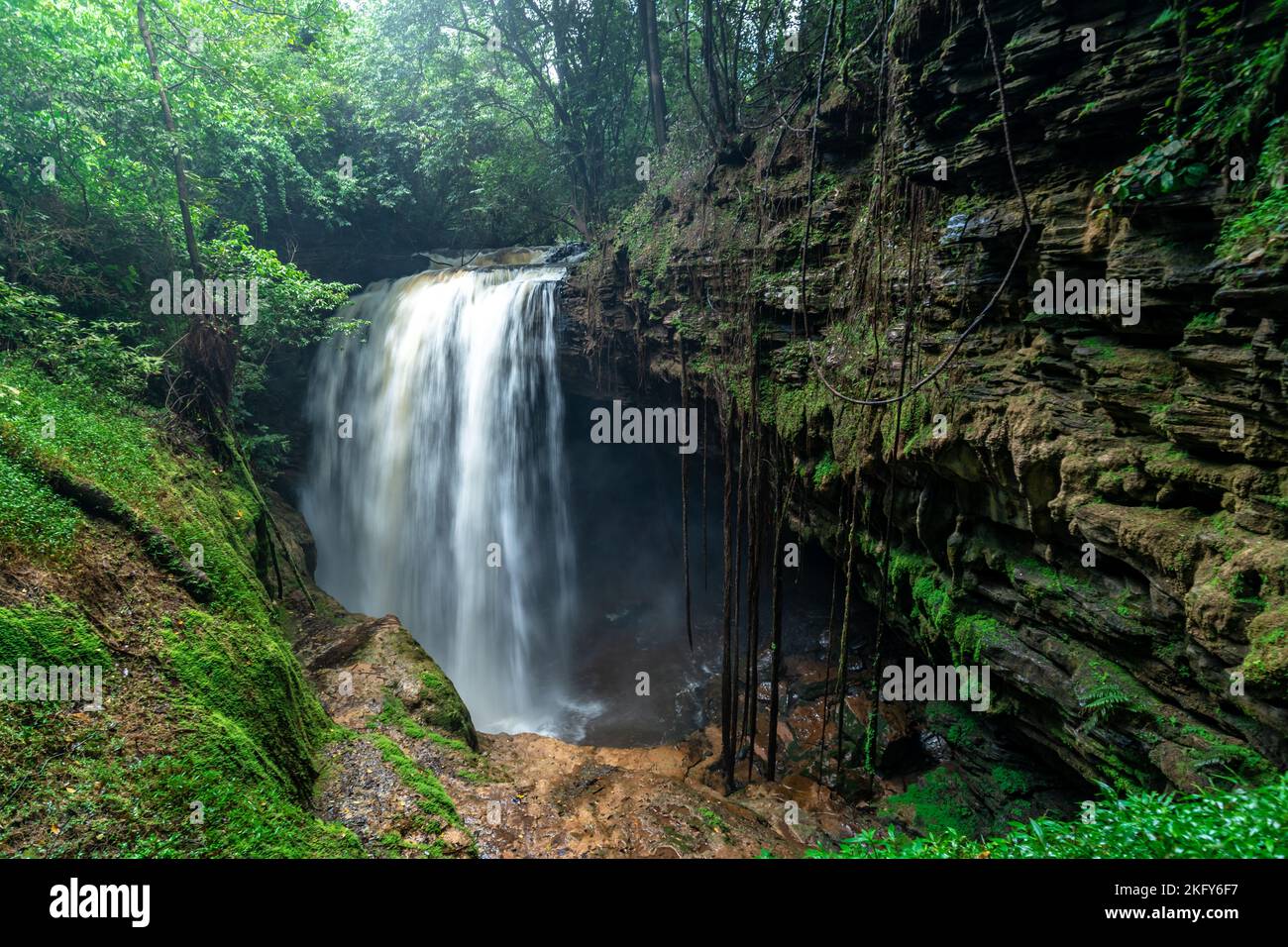 Waterfall in Brazil in nature Stock Photo