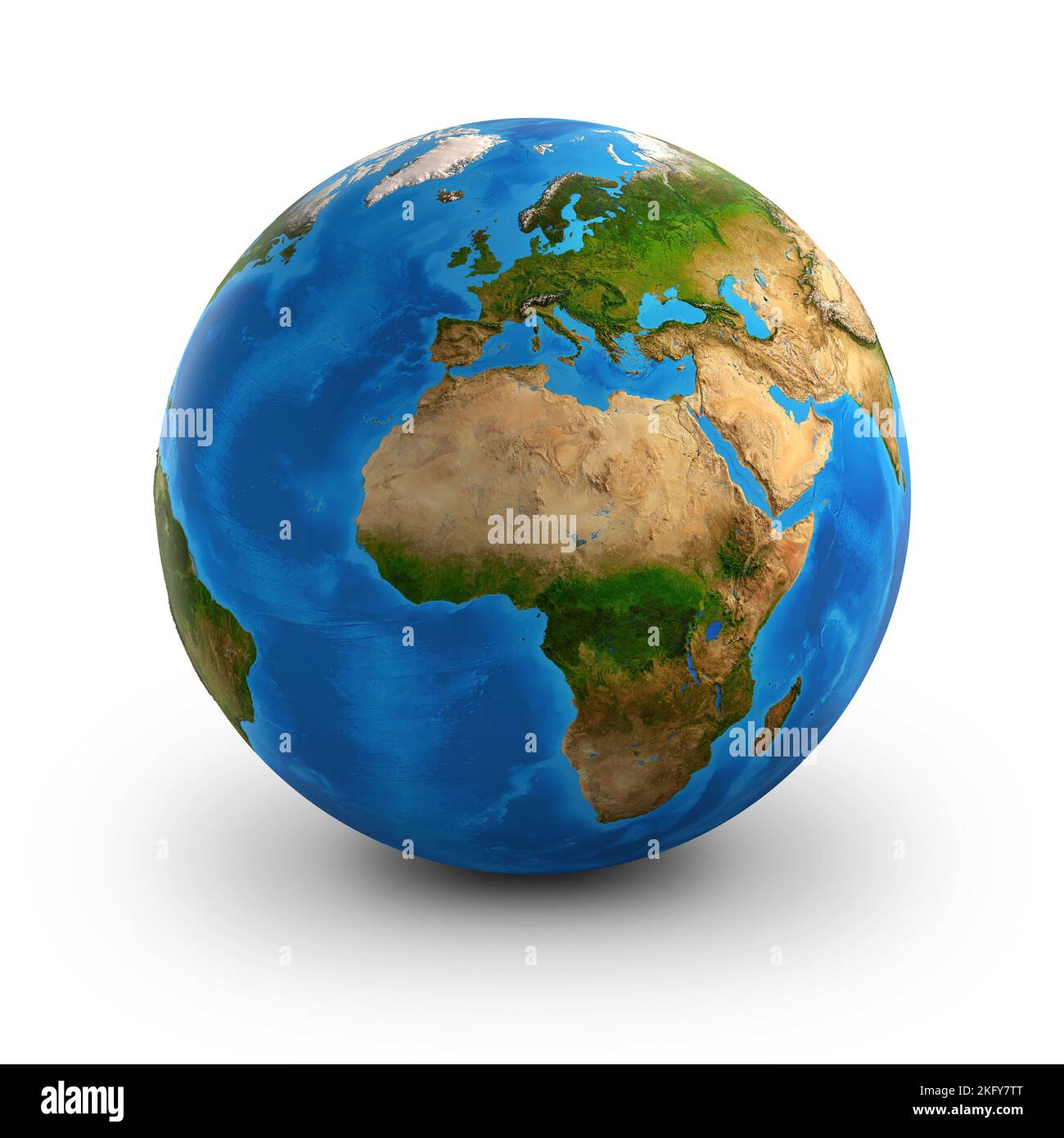 Planet Earth globe, highly detailed. Satellite view of the world, focused on Europe and Africa - elements furnished by NASA Stock Photo