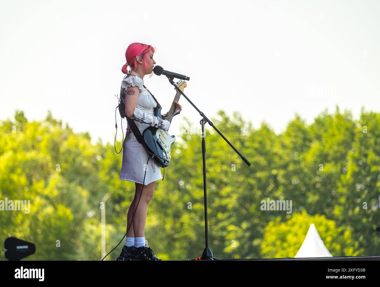 Green Island, Lipetsk, Russia 06-27-2021 the concert of the singer Dara ...