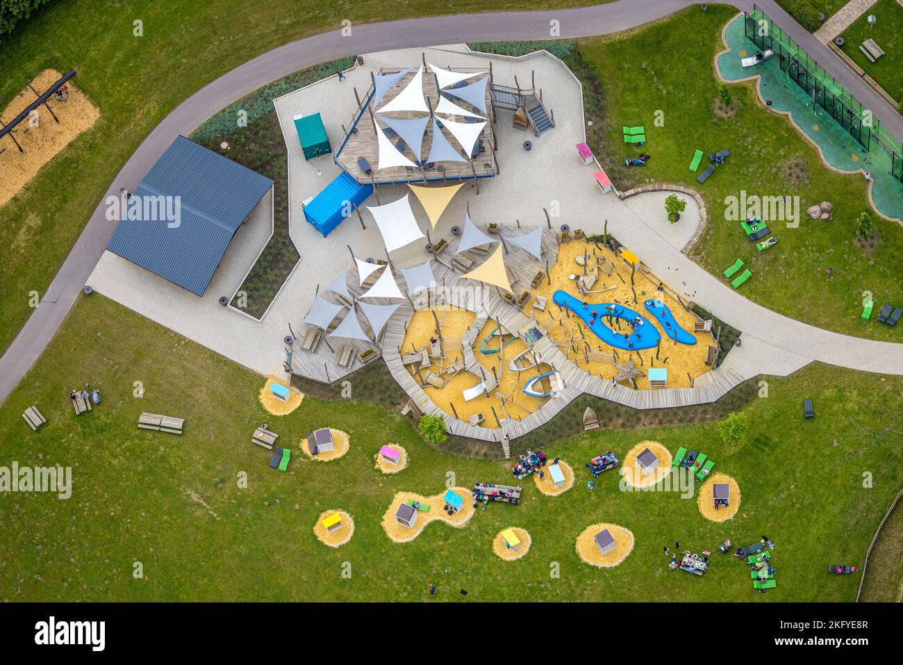 Aerial view, Ketteler Hof amusement park, Lochtrup, Haltern am See, Ruhr area, North Rhine-Westphalia, Germany, DE, Europe, Recreational facility, Rec Stock Photo