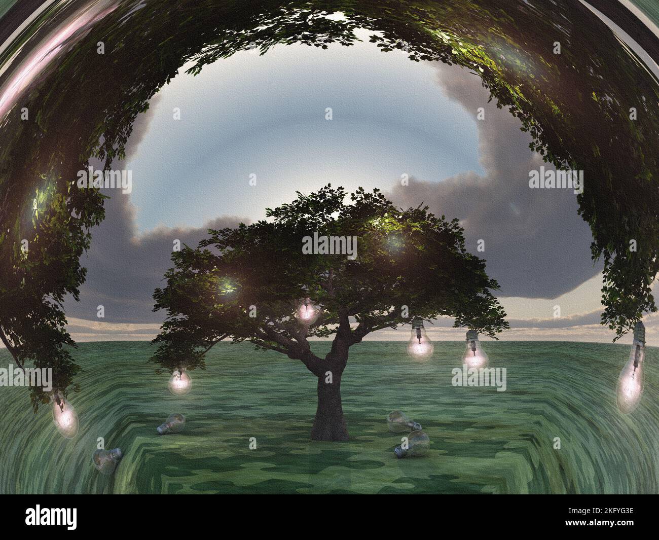 Tree grows fruit of light bulbs which are lit while still on tree but ...