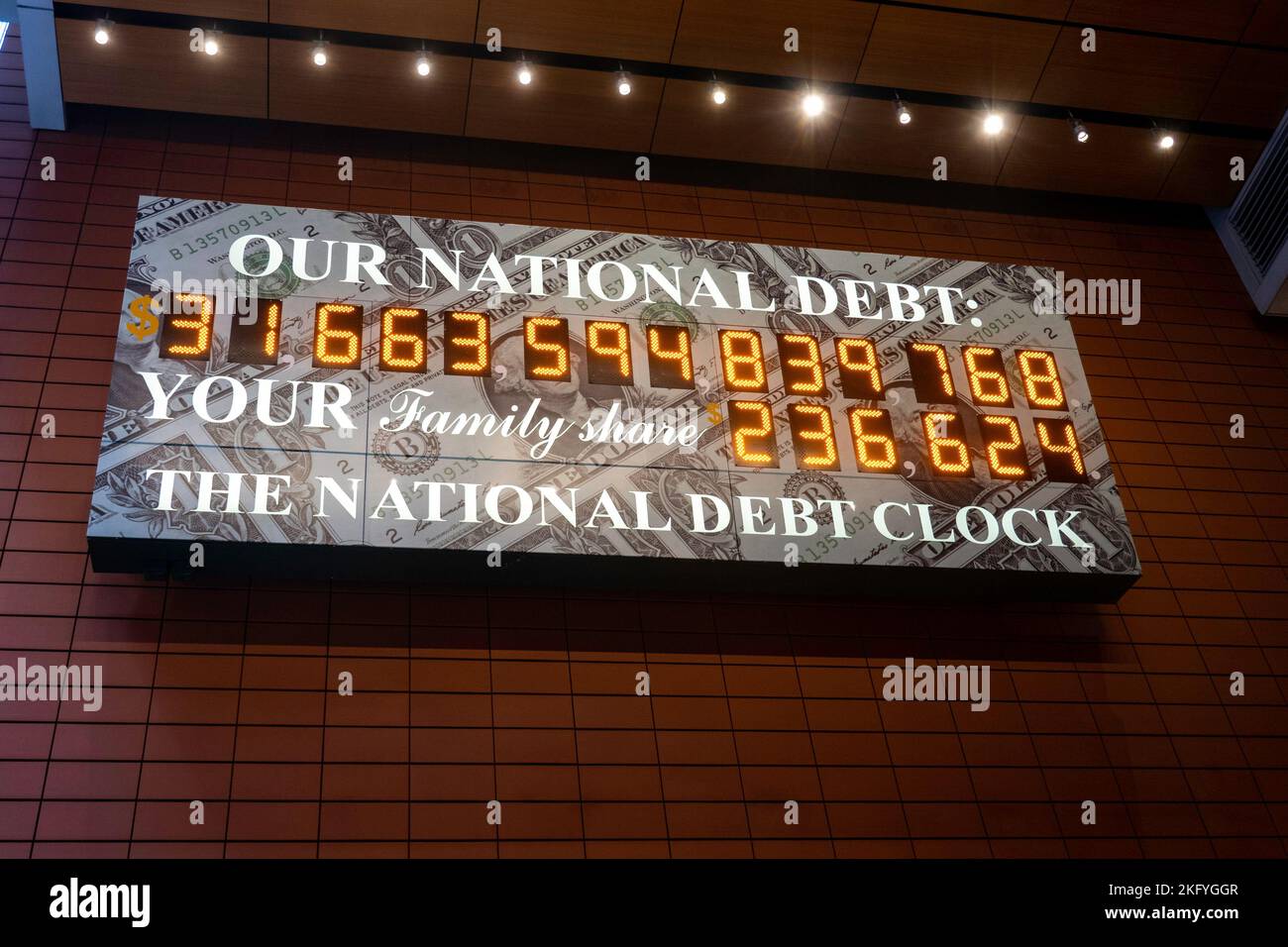National Debt Clock in Times Square, New York City, USA 2022 Stock