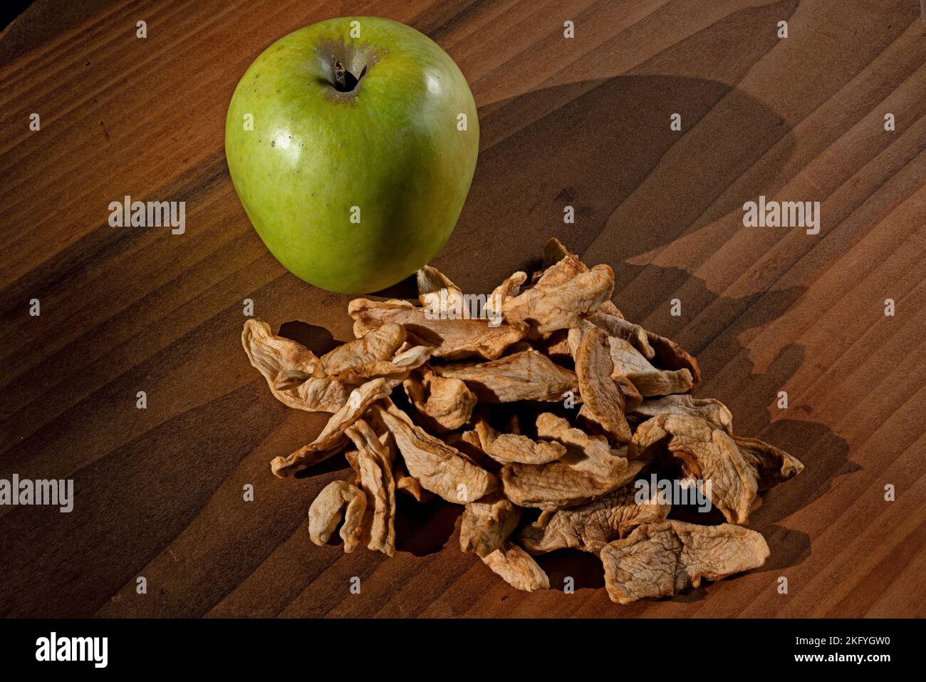 Dried apple slices in morning sun. Called schnitz or snitz they