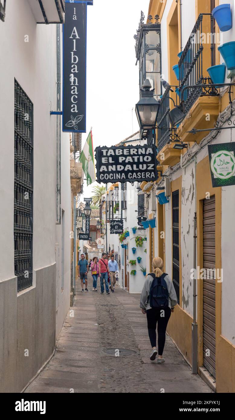 Narrow alley in Cordoba, Andalusia, Spain Stock Photo Alamy