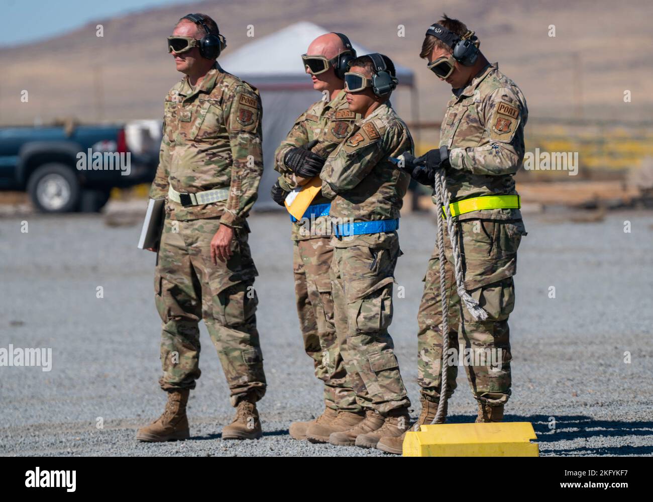 Airmen with the 152nd Logistics Readiness Squadron participate in an ...