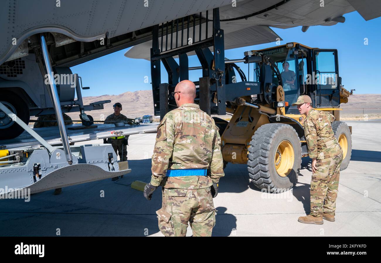 Airmen with the 152nd Logistics Readiness Squadron participate in an ...