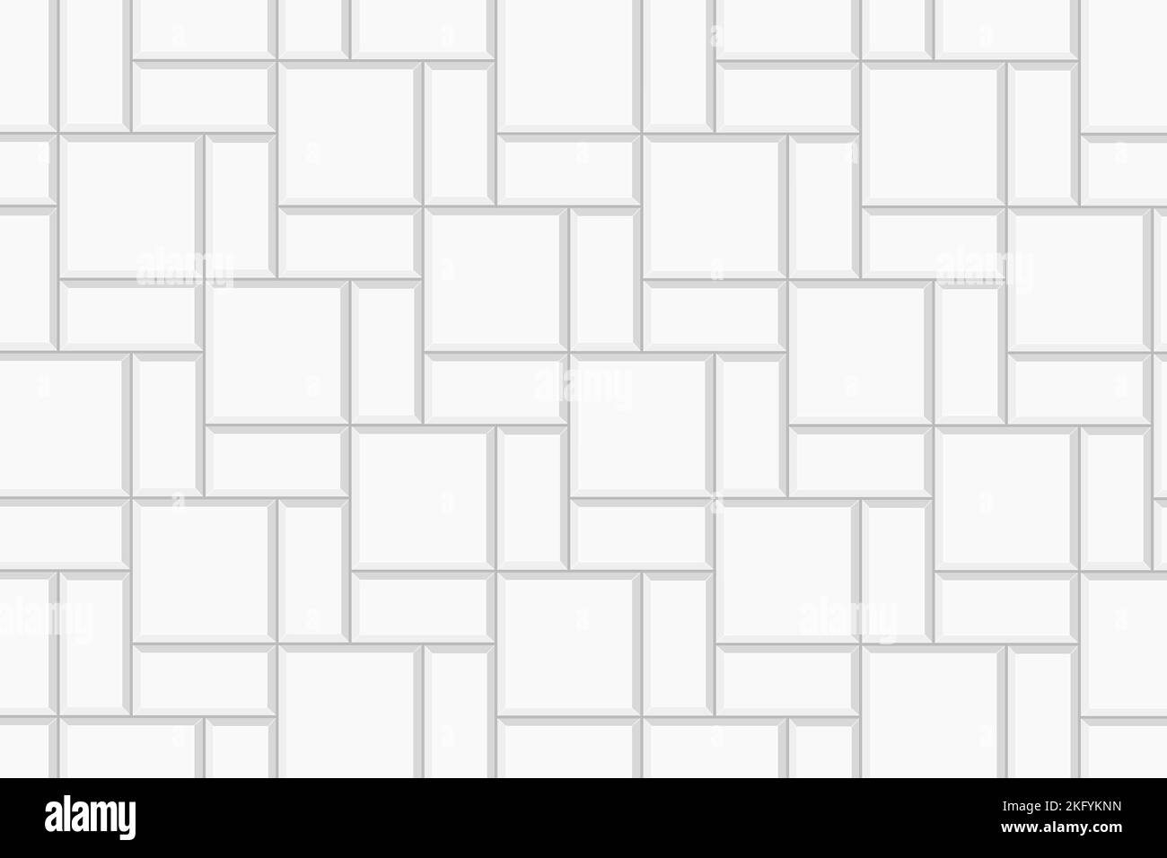 White brickweave tile layout. Pavement mosaic texture. Stone or ceramic