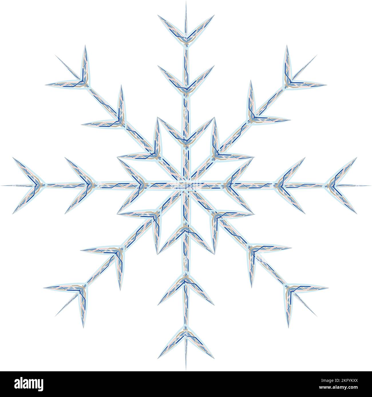 Abstract image snowflake by different patterned lines in trendy wintry ...