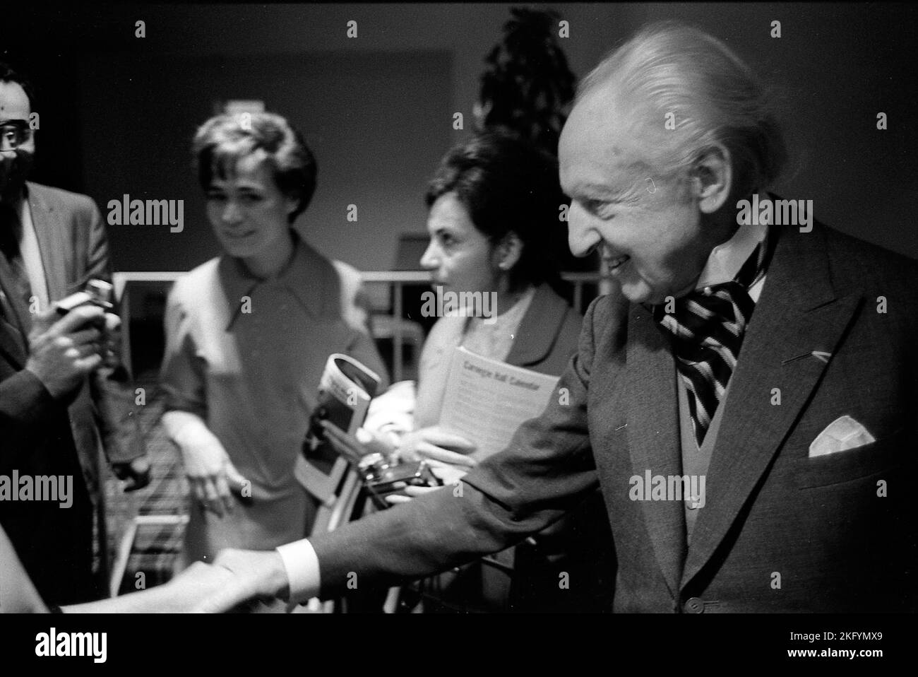 Leopold Stokowski, British orchestra conductor, after a performance at the Carnegie Hall with the American Symphony Orchestra, New York City, 1970 Stock Photo
