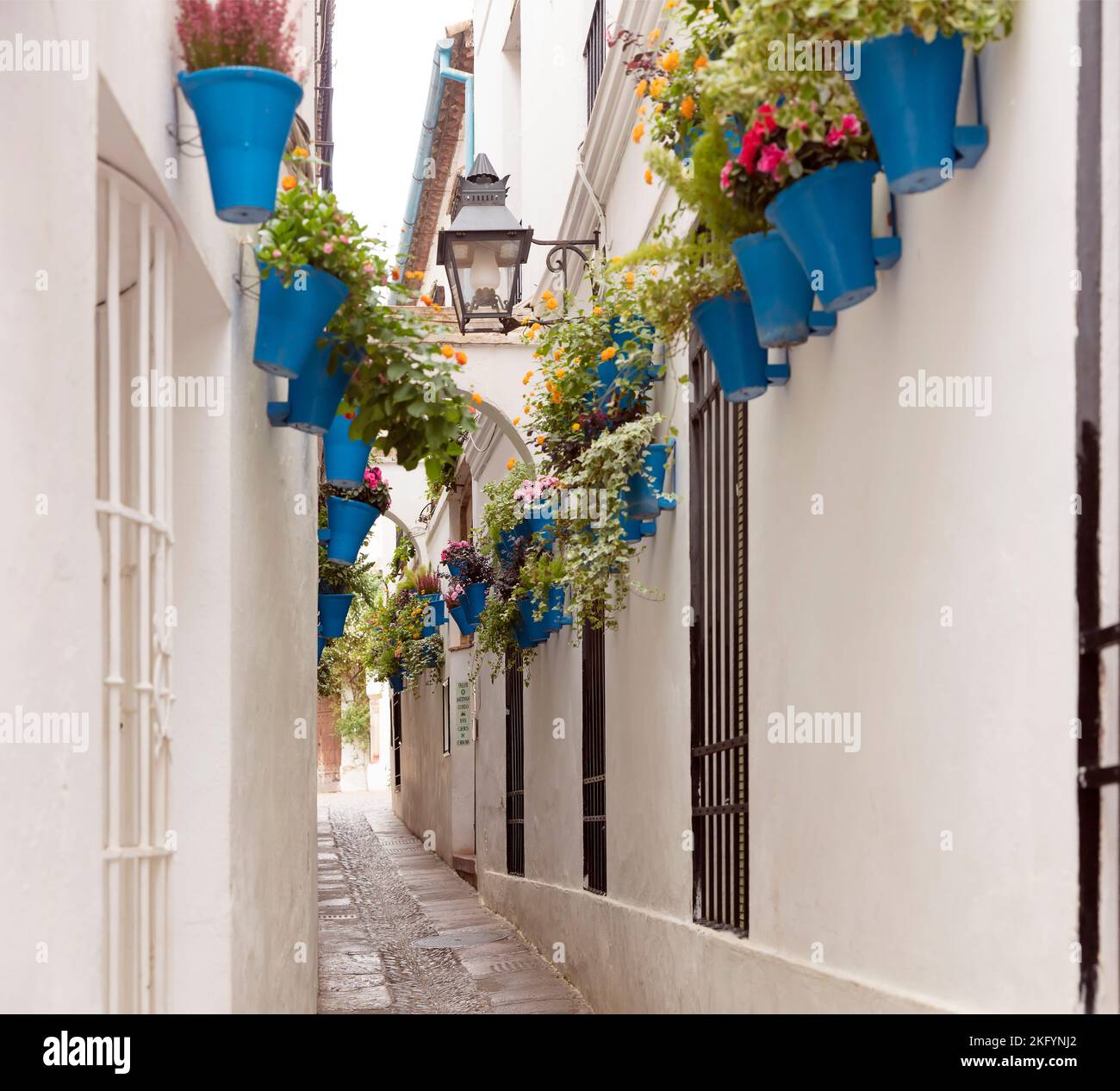 Narrow alley in Cordoba, Andalusia, Spain Stock Photo