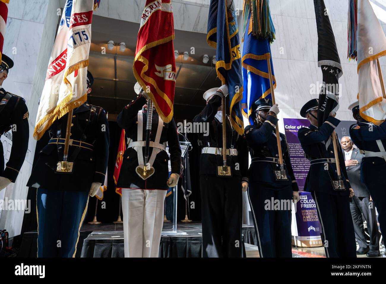 The Honor Guard parades the colors during the Military Women’s Memorial