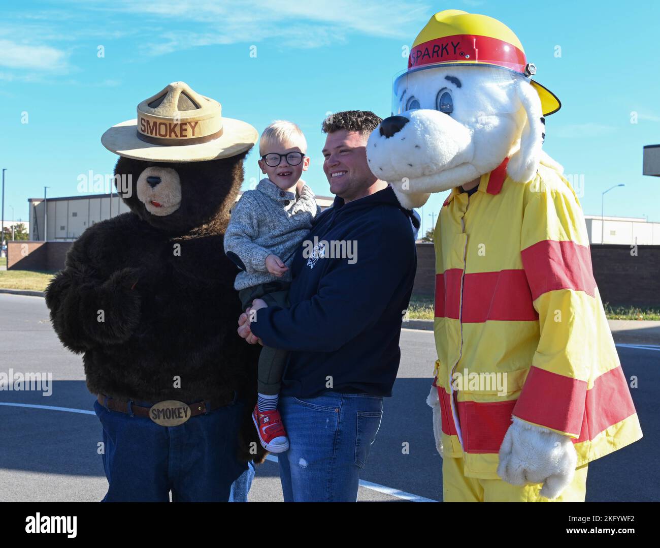 Children and parents from the 509th Bomb Wing pose for photos with