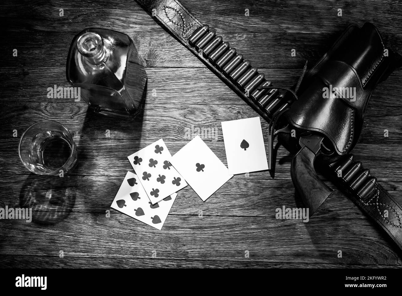 Dead man's hand. Twopair poker hand consisting of the black aces and black eights, held by Old