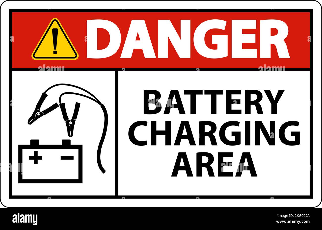 Danger Battery Charging Area Sign On White Background Stock Vector