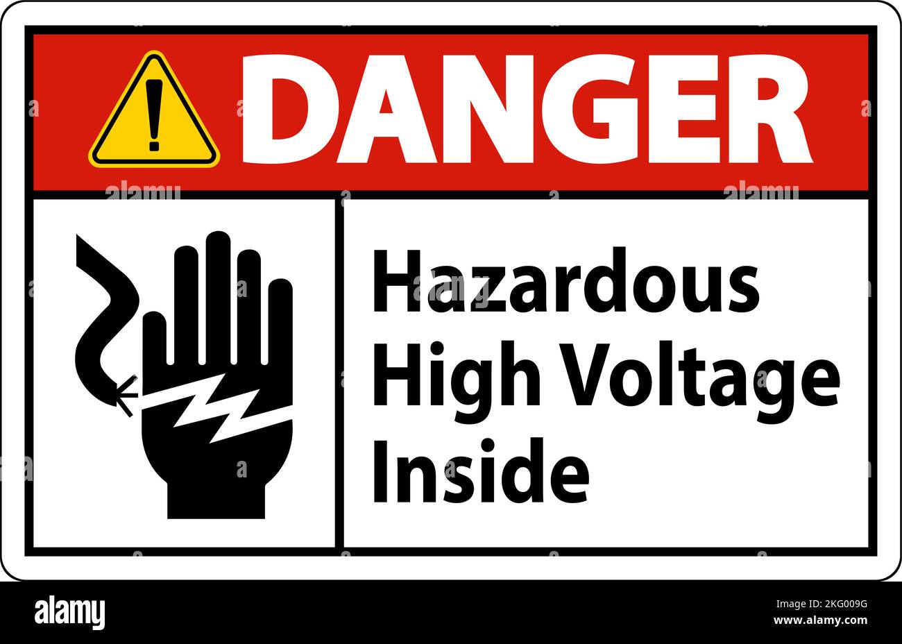 Danger Hazardous High Voltage Inside Sign On White Background Stock Vector