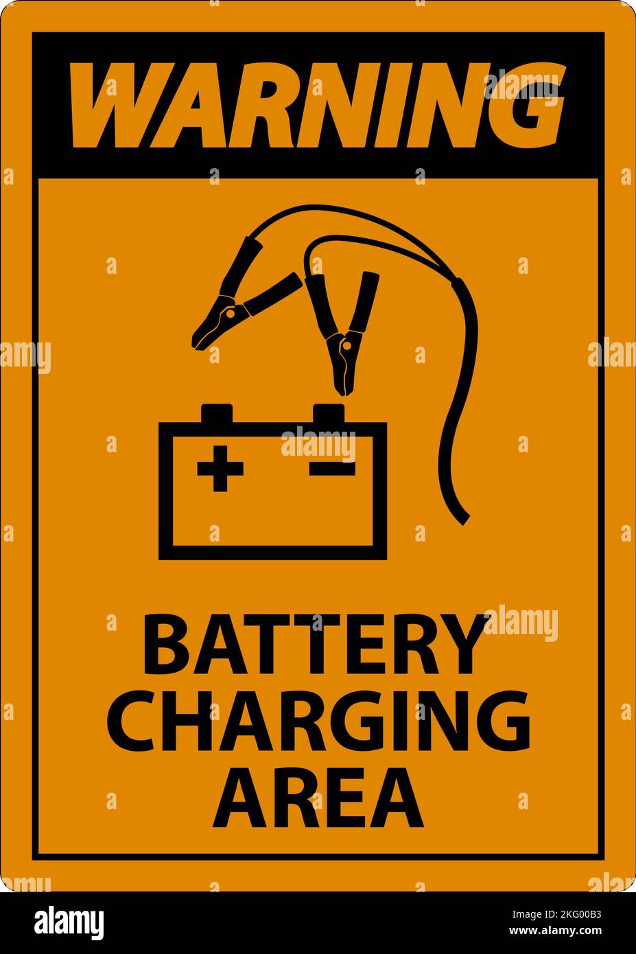 Warning Battery Charging Area Sign On White Background Stock Vector