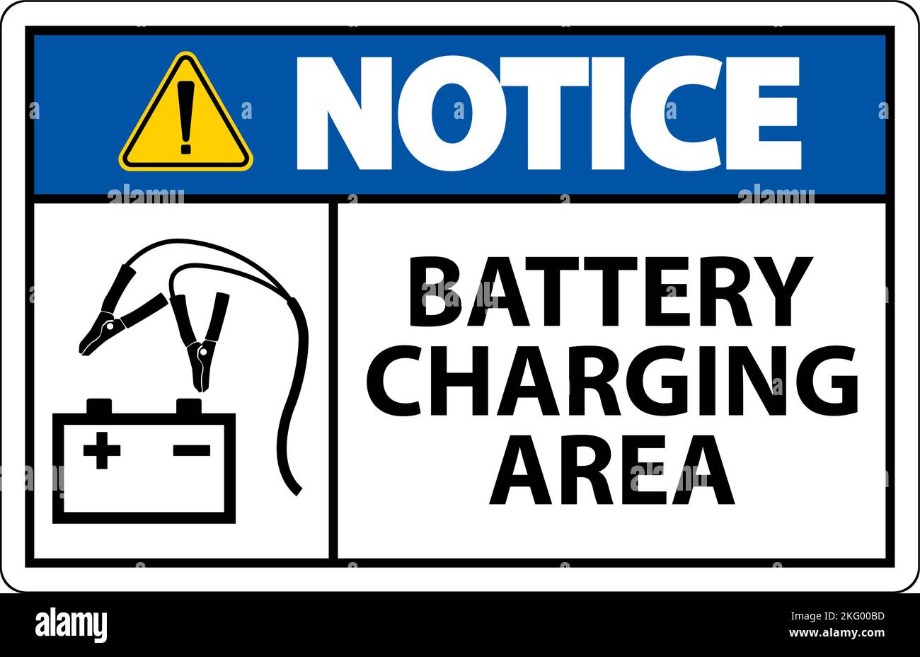 Notice Battery Charging Area Sign On White Background Stock Vector