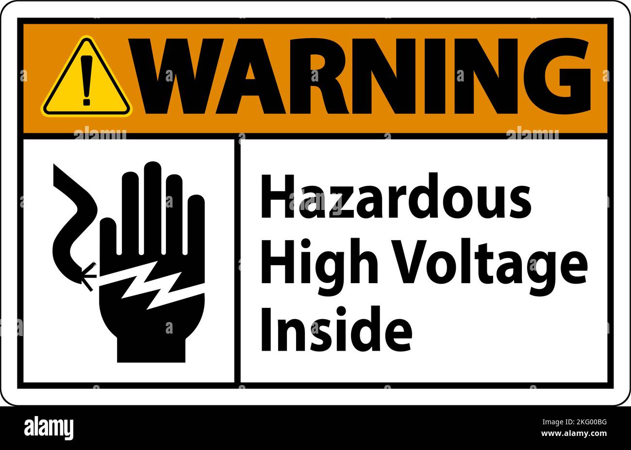 Warning Hazardous High Voltage Inside Sign On White Background Stock Vector