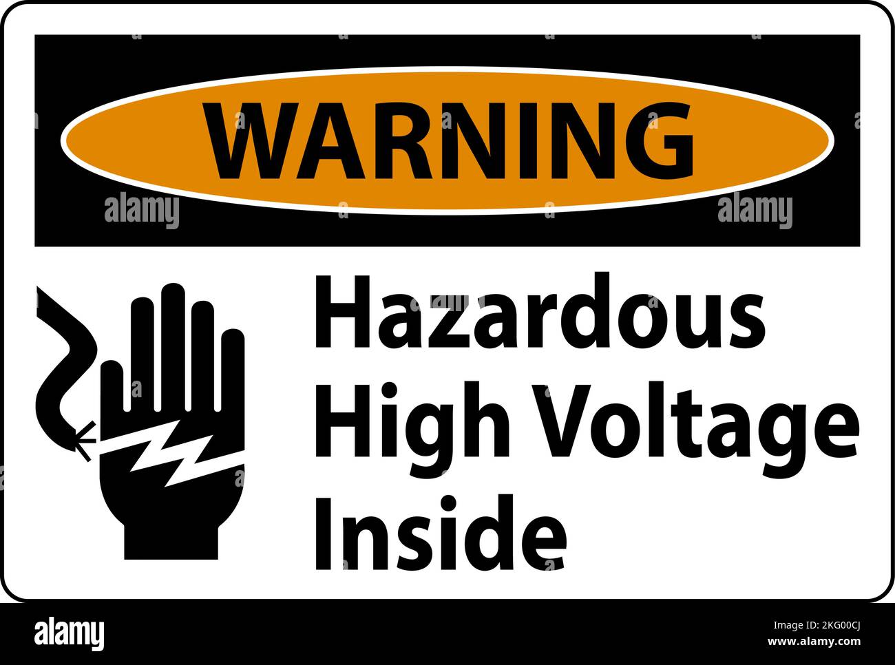 Warning Hazardous High Voltage Inside Sign On White Background Stock