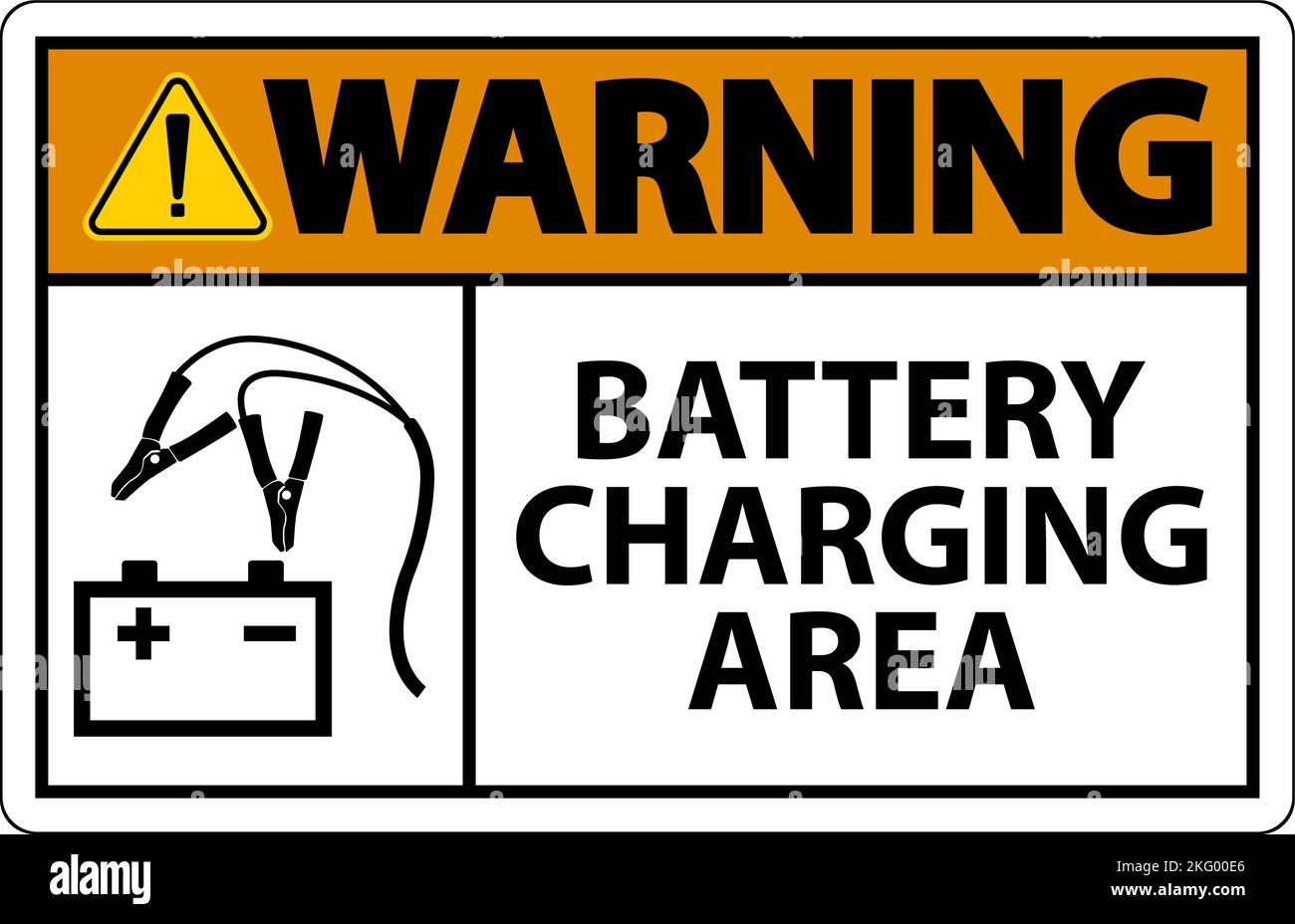 Warning Battery Charging Area Sign On White Background Stock Vector