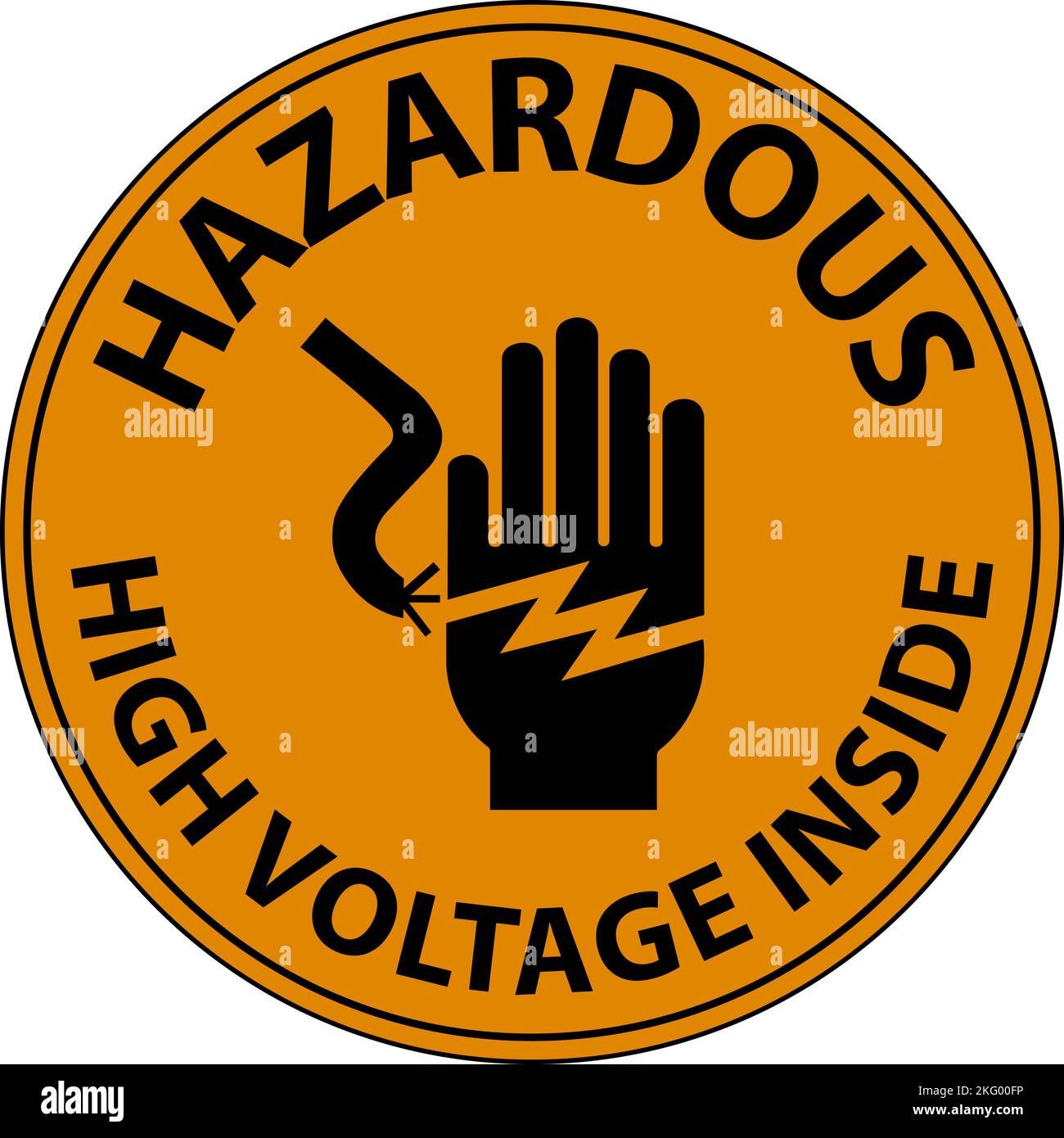 Warning Hazardous High Voltage Inside Sign On White Background Stock Vector