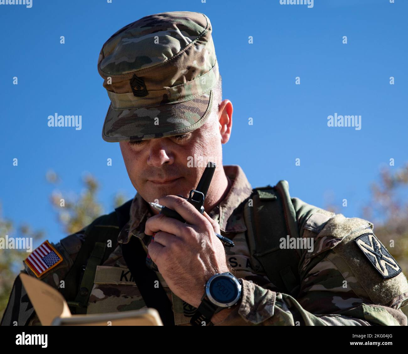 Utah Army National Guard 1st Sgt. Reade King, representing the 300th