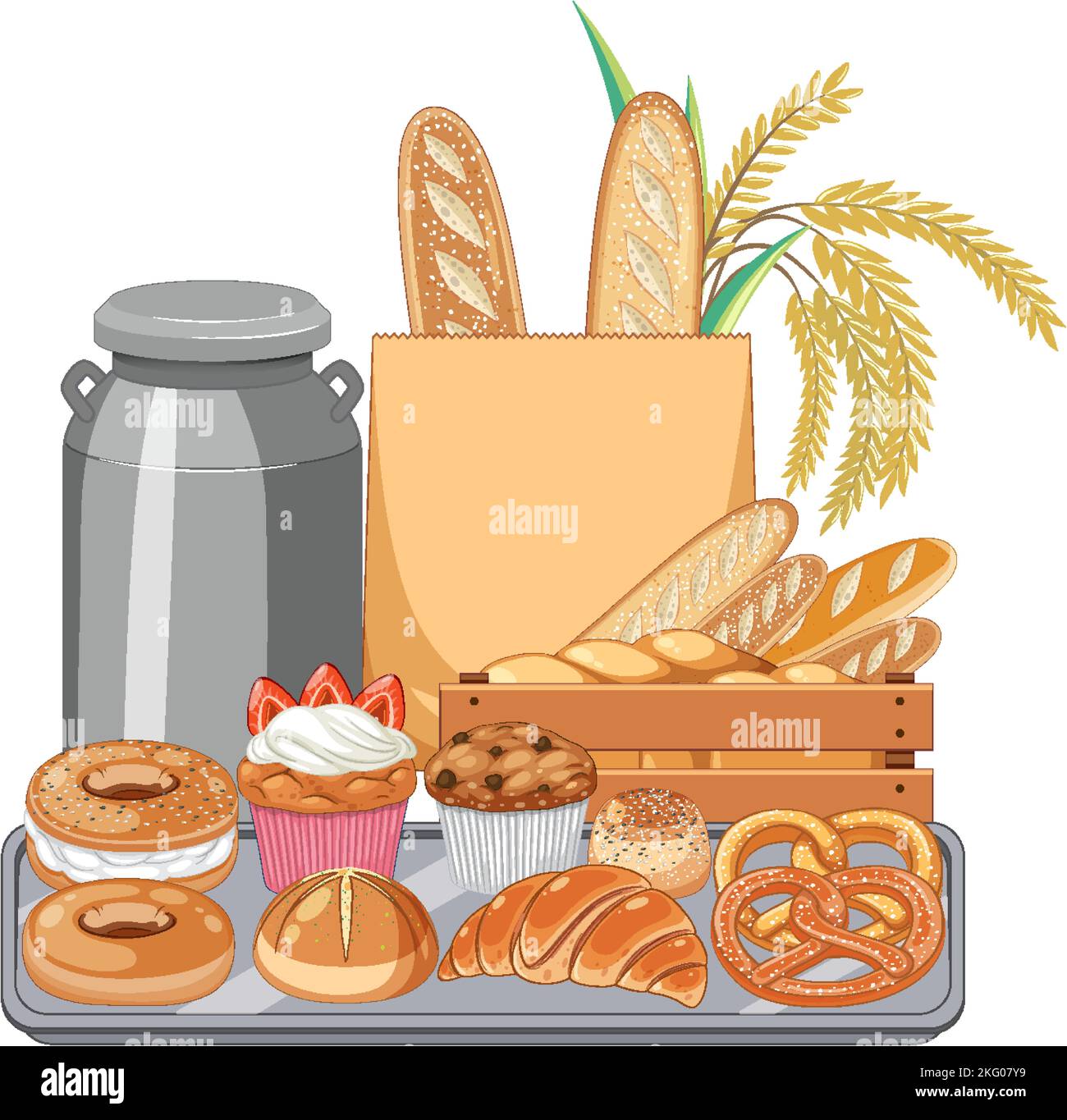 Bread and pastry products illustration Stock Vector Image & Art - Alamy