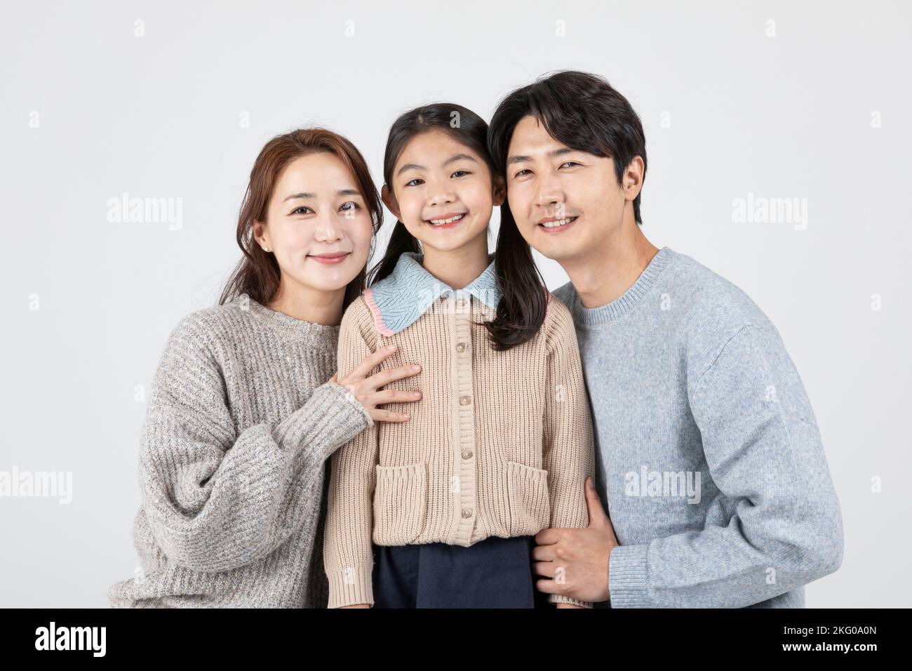 happy Asian Korean family, isolated in white background Stock Photo - Alamy