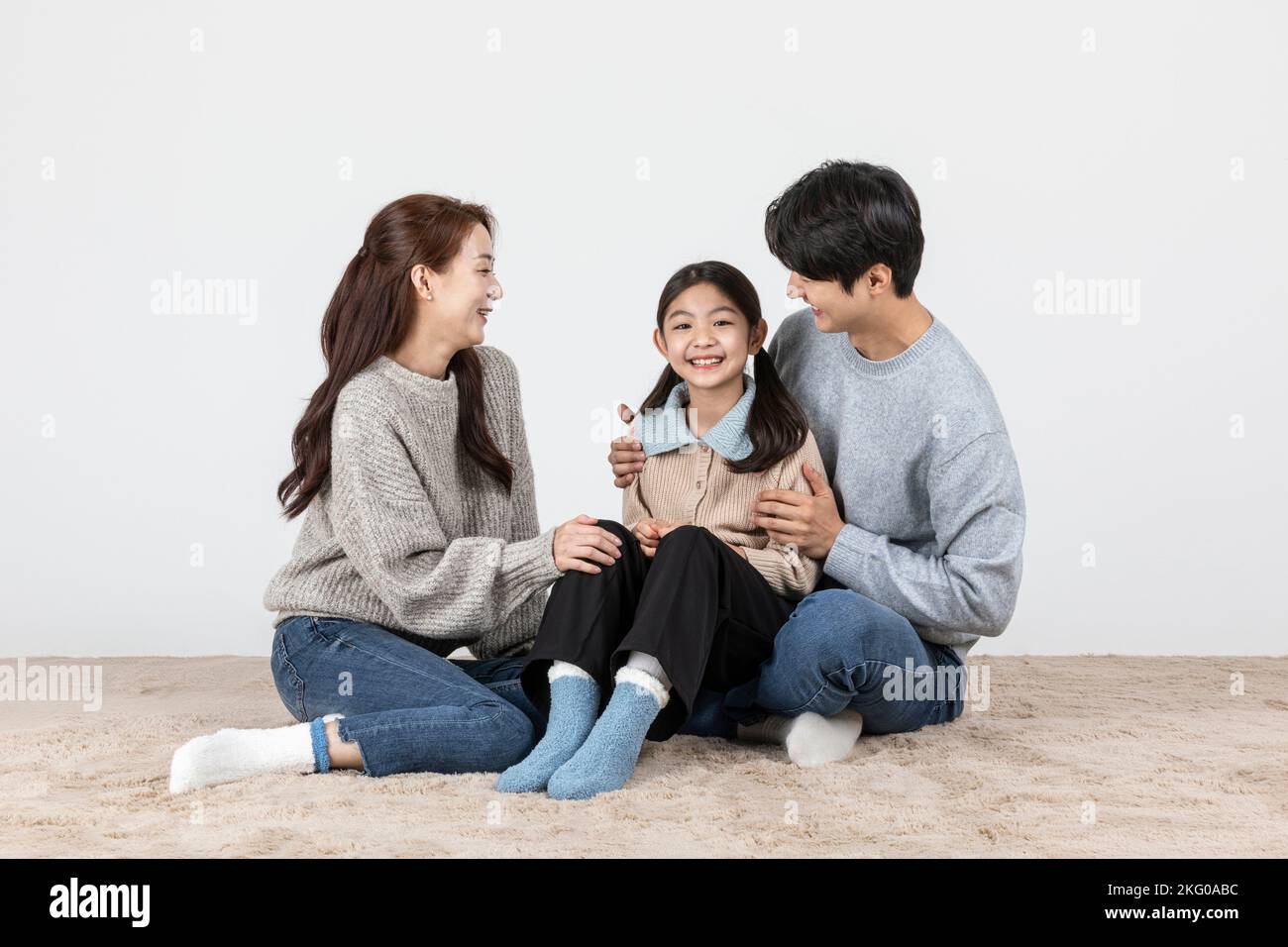 happy Asian Korean family, isolated in white background Stock Photo - Alamy