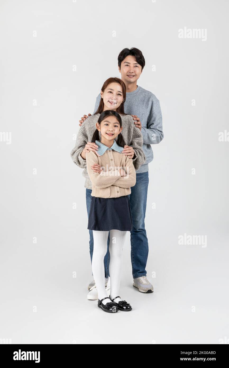 happy Asian Korean family, isolated in white background Stock Photo - Alamy