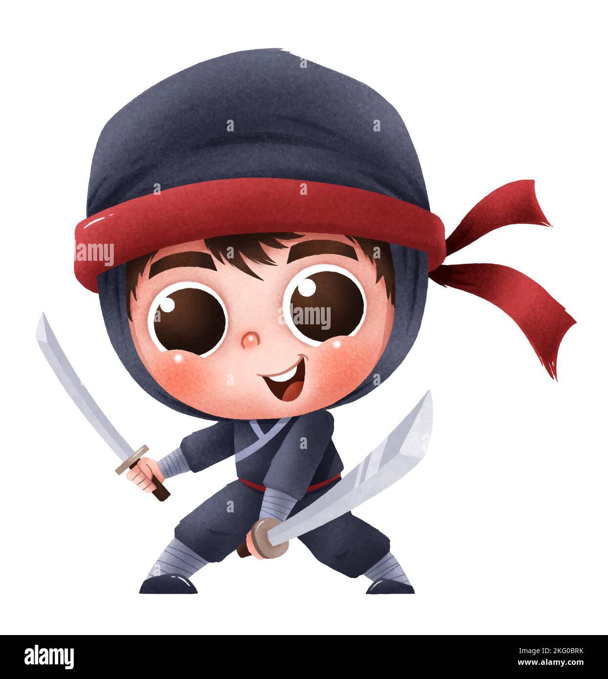 Vector illustration of Cartoon Ninja. Cute character Ninja kids Stock ...