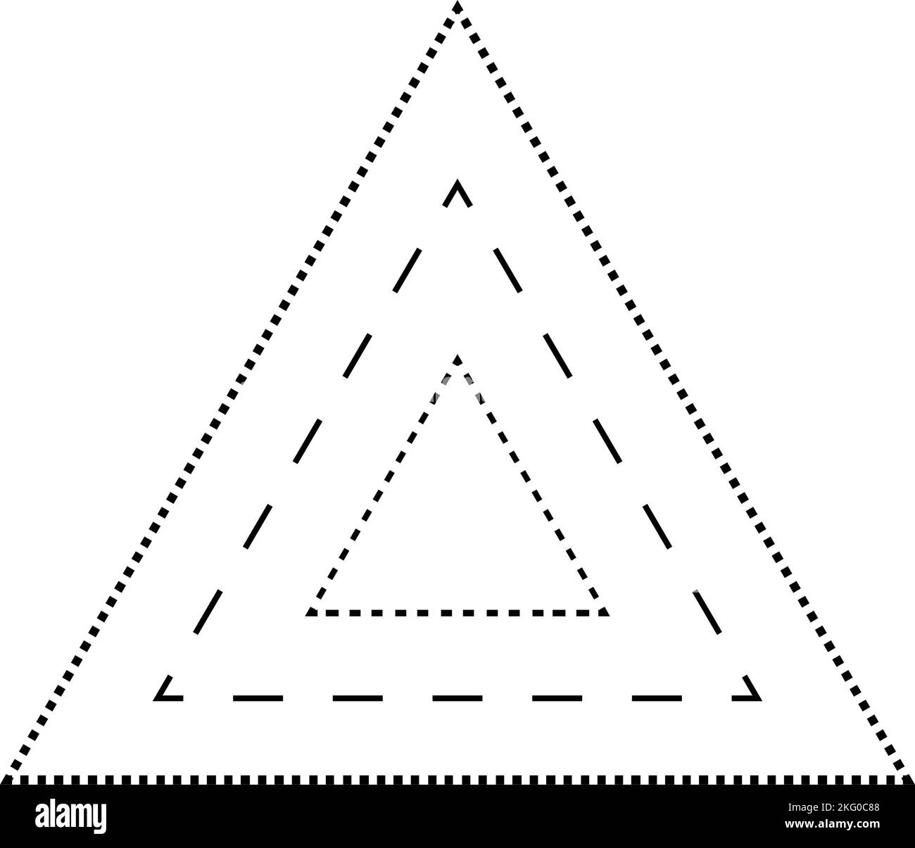 Tracing triangle shape broken line element for preschool, kindergarten