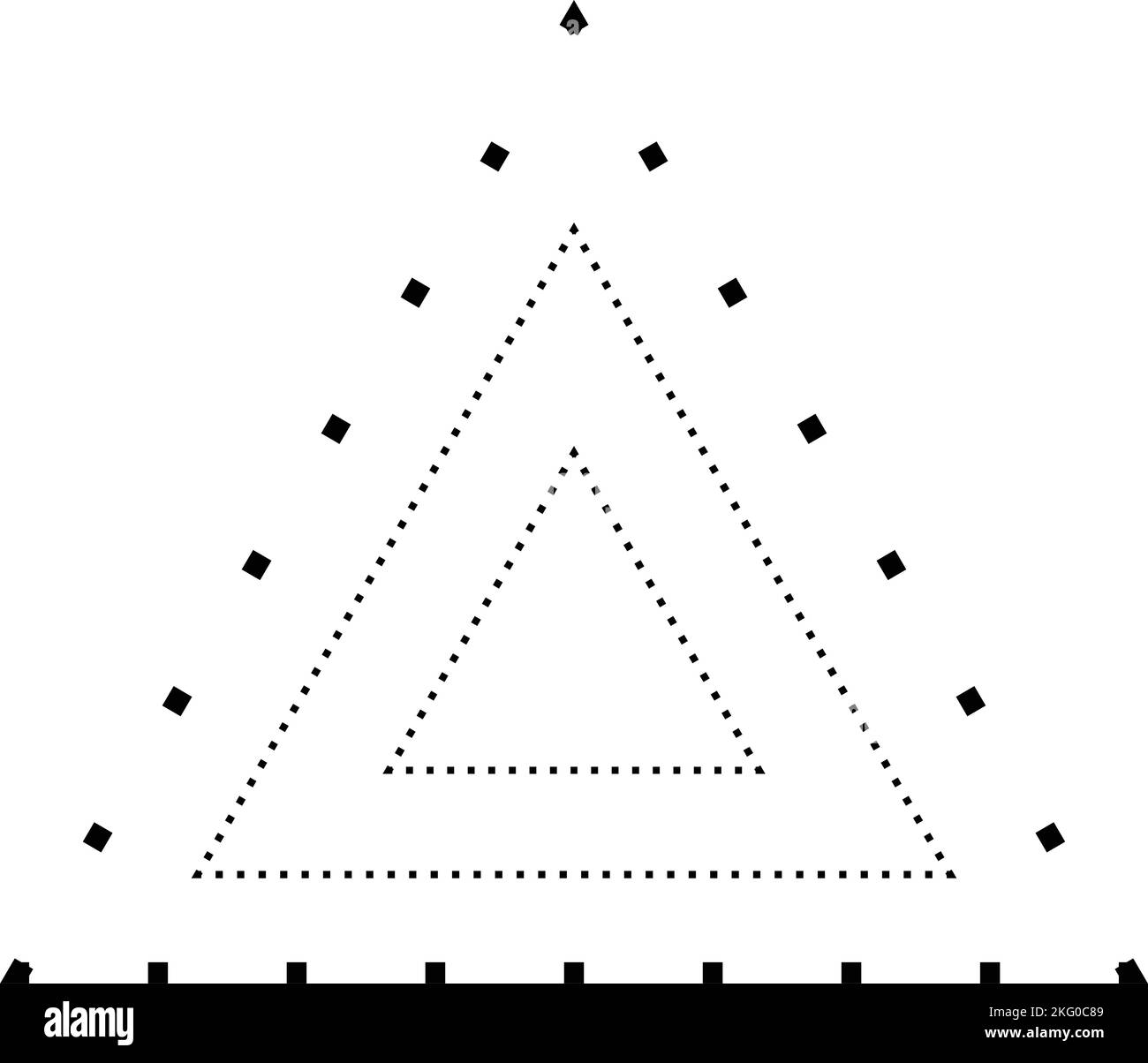 Tracing triangle shape broken line element for preschool, kindergarten