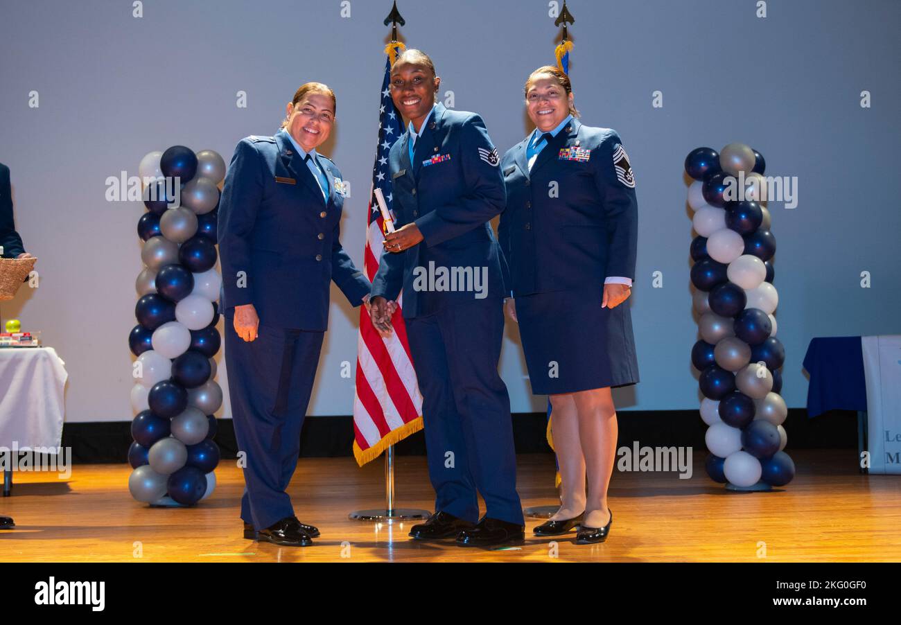 A U.S. Air Force Airman receives the Community College of the Air Force
