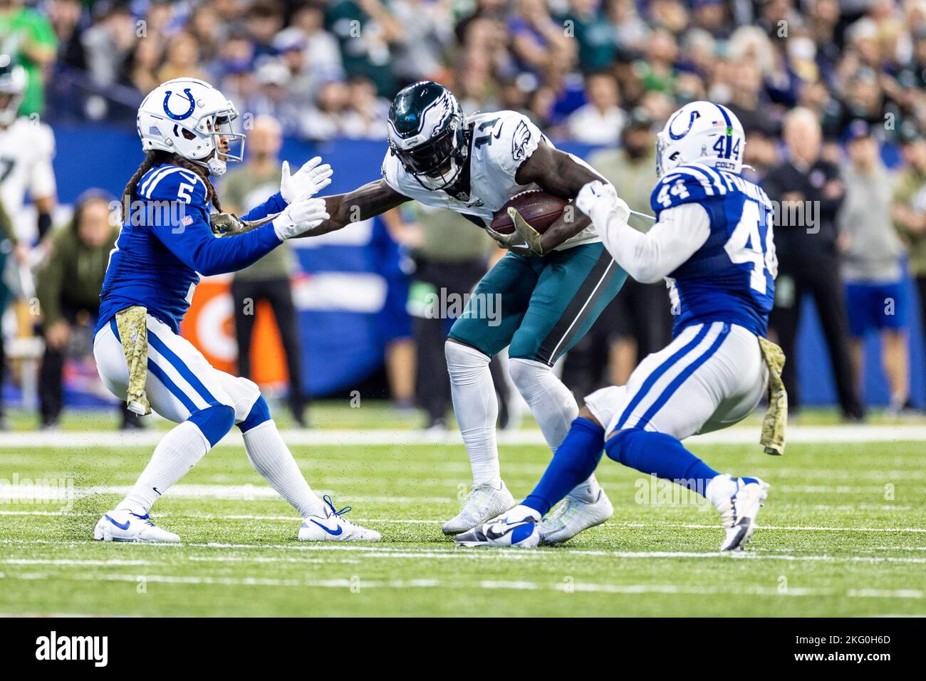 Indianapolis Colts cornerback Stephon Gilmore (5) drops into coverage  during an NFL football game against the Washington Commanders, Sunday, Oct.  30, 2022, in Indianapolis. (AP Photo/Zach Bolinger Stock Photo - Alamy