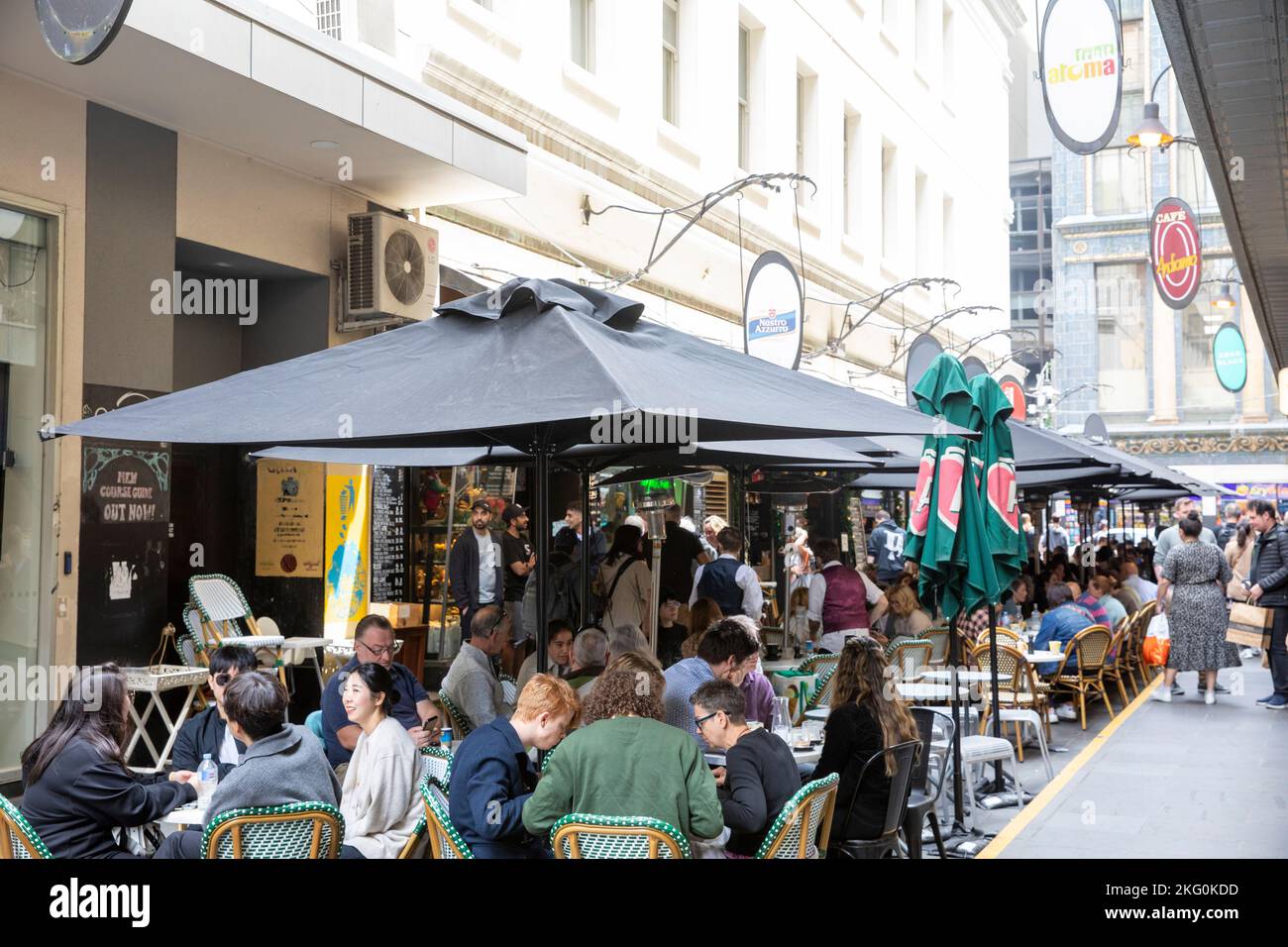 Melbourne Victoria 2022, diners eating and having coffee in Degraves