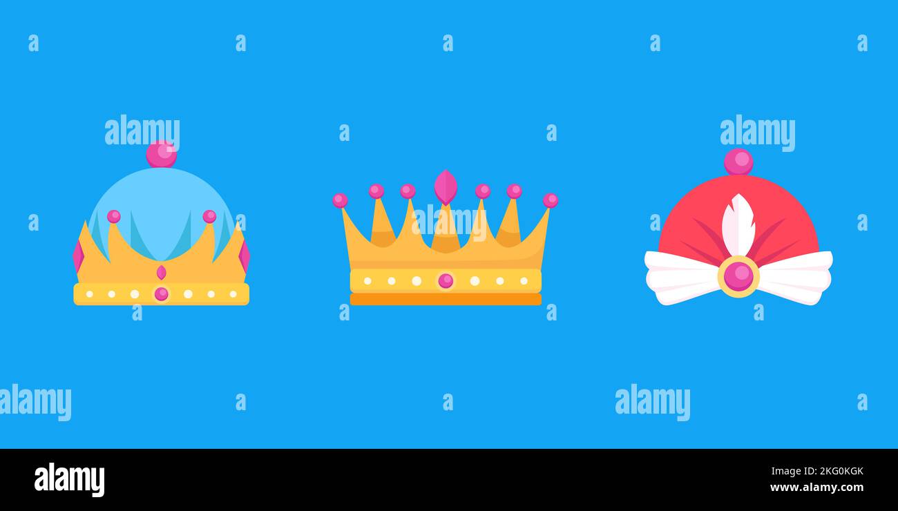 reyes magos crowns in flat design Stock Vector