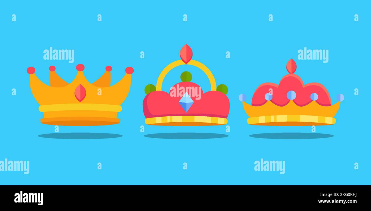 flat design reyes magos crowns set Stock Vector
