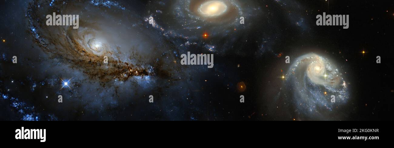 Galaxy stars planets star clusters, colored gas clouds in abstract ...