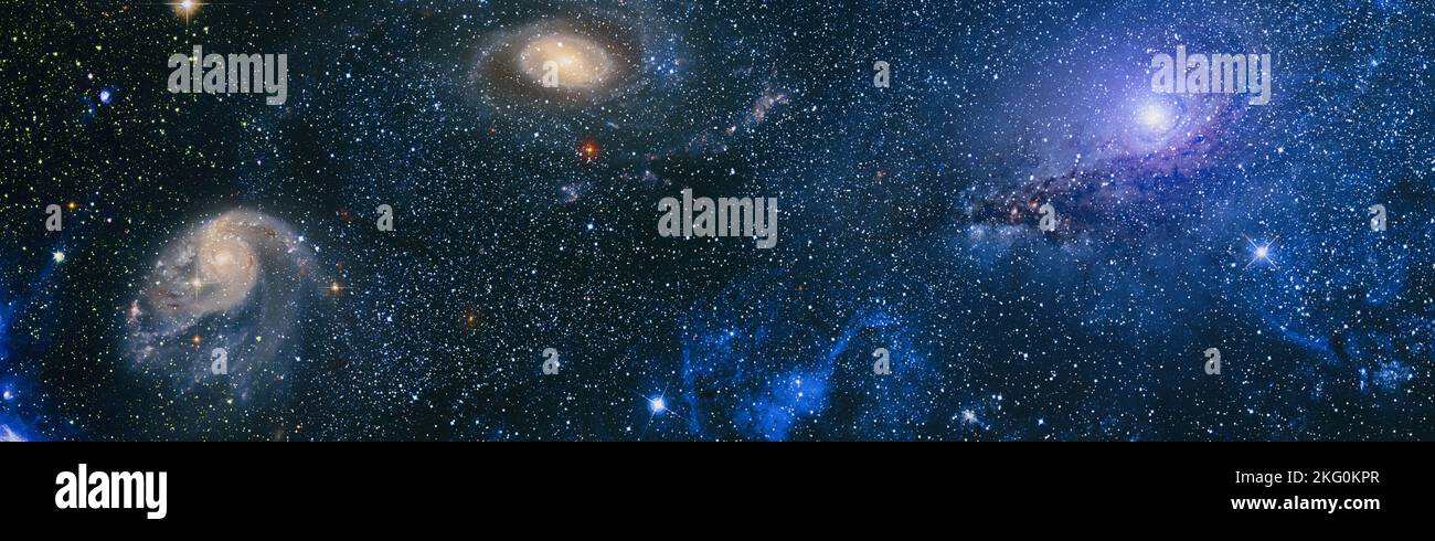 Galaxy stars planets star clusters, colored gas clouds in abstract ...