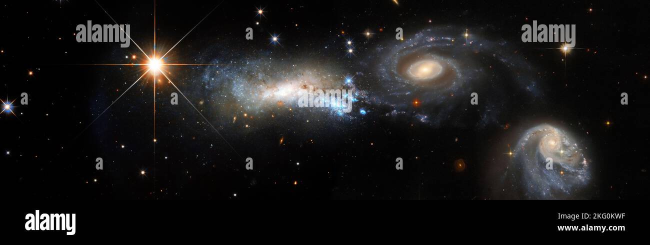 Galaxy stars planets star clusters, colored gas clouds in abstract ...
