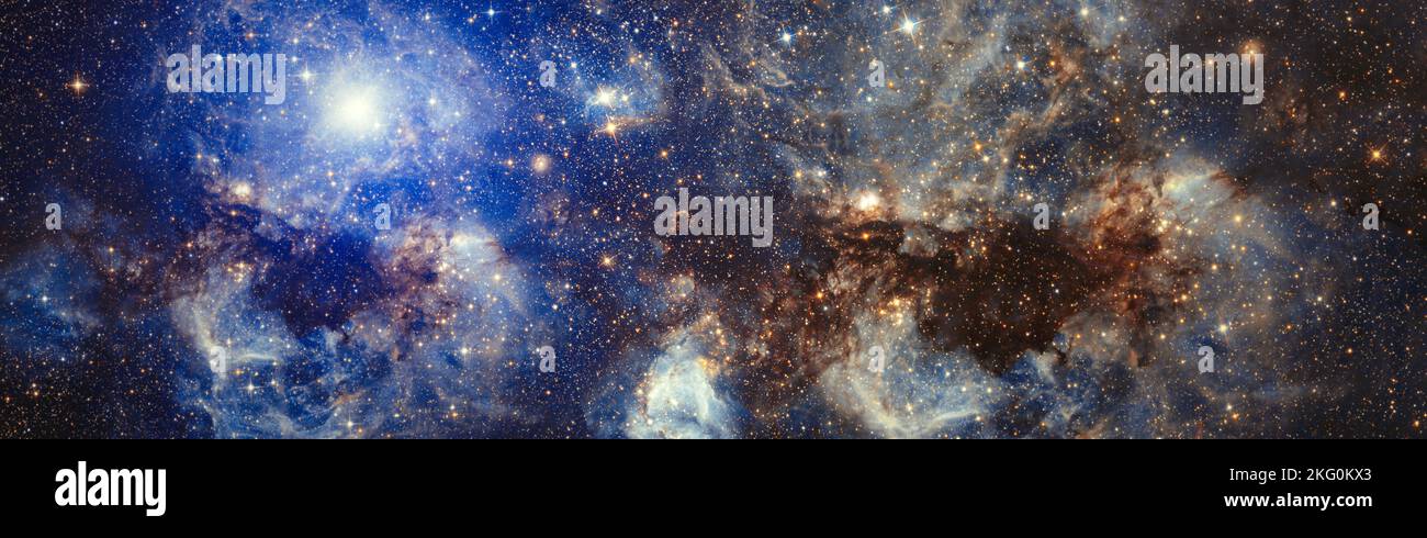 Galaxy stars planets star clusters, colored gas clouds in abstract ...