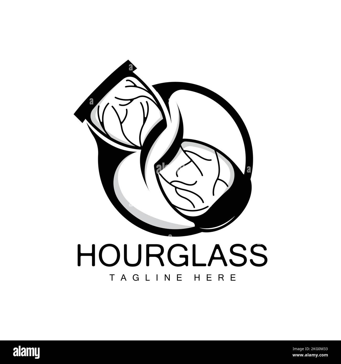 Hourglass Logo, Clock Time Design, Glass And Sand Style, Product Brand Illustration And Template Stock Vector
