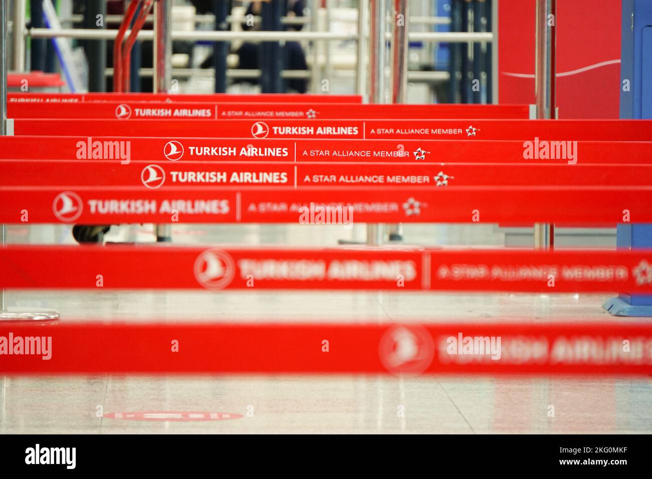 The Turkish Airlines Check In Lines In Esenboga Airport Ankara Turkey 