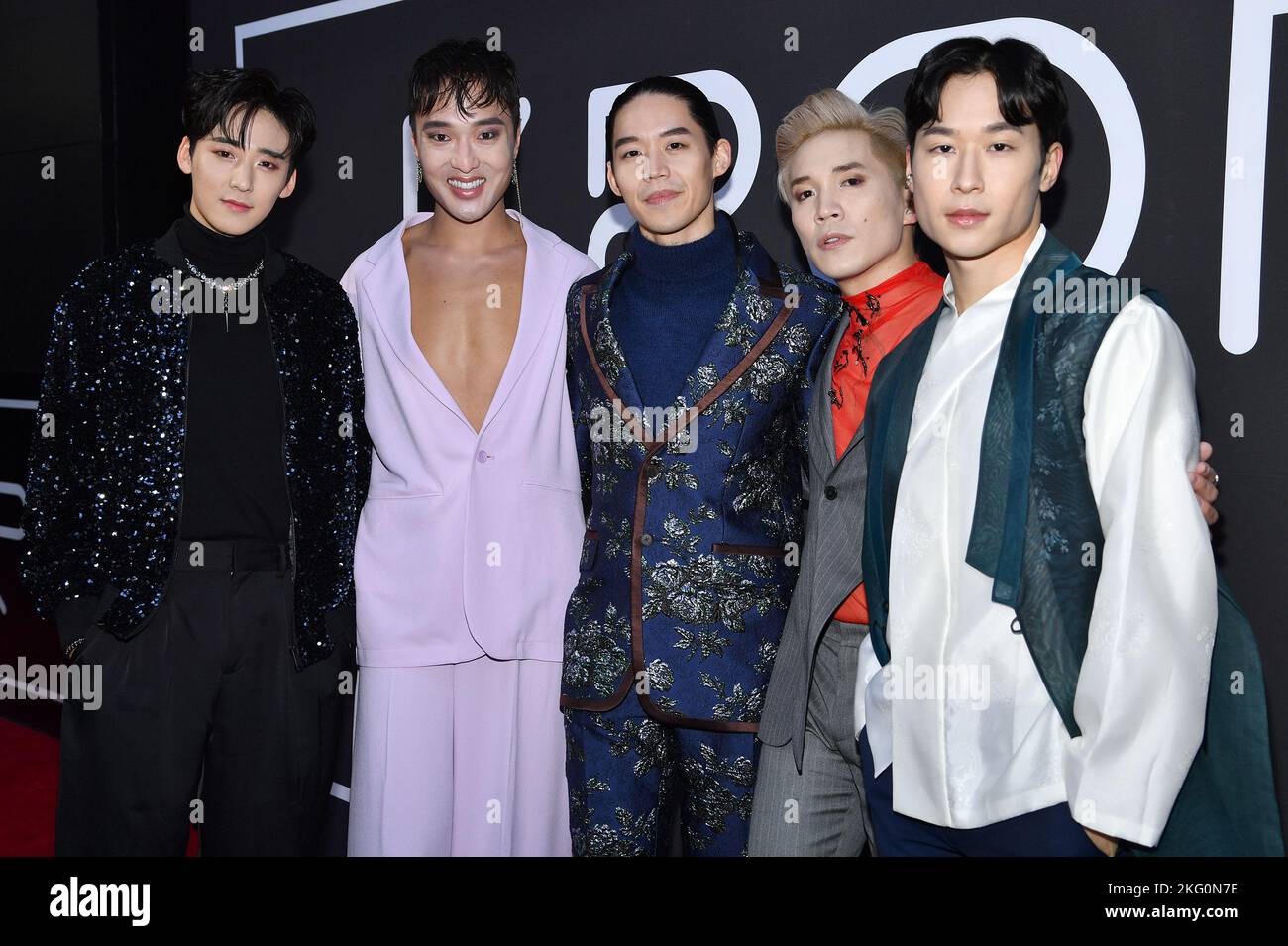 New York, USA. 20th Nov, 2022. (L-R) Kevin Woo, John Yi, Eddy Lee, Abraham Lim and Joshua Lee attend ‘KPOP' Opening night at Circle in the Square Theatre in New York, NY, November 20, 2022. (Photo by Anthony Behar/Sipa USA) Credit: Sipa USA/Alamy Live News Stock Photo